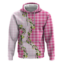 Pink Hawaii Palaka Hoodie Maile Pikake Honohono Orchid Lei