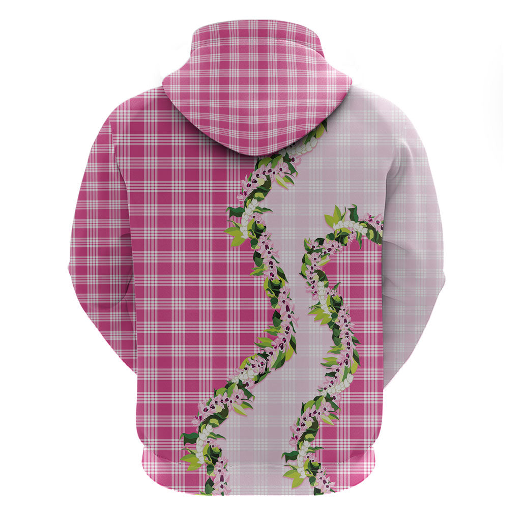 Pink Hawaii Palaka Hoodie Maile Pikake Honohono Orchid Lei