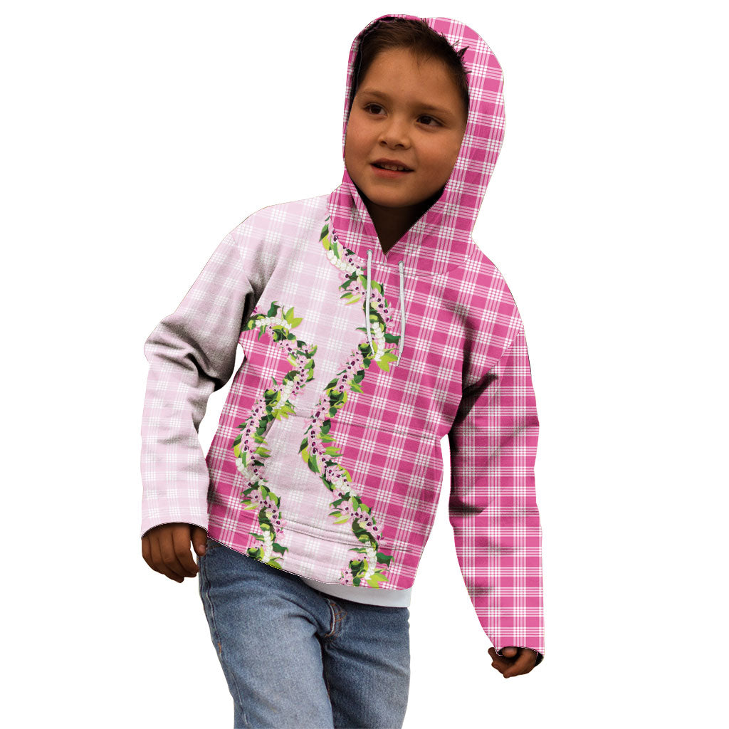 Pink Hawaii Palaka Kid Hoodie Maile Pikake Honohono Orchid Lei LT05 - Polynesian Pride