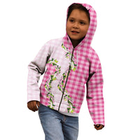 Pink Hawaii Palaka Kid Hoodie Maile Pikake Honohono Orchid Lei LT05 - Polynesian Pride
