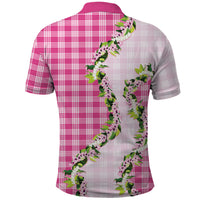 Pink Hawaii Palaka Polo Shirt Maile Pikake Honohono Orchid Lei
