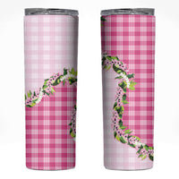 Pink Hawaii Palaka Skinny Tumbler Maile Pikake Honohono Orchid Lei LT05 Pink - Polynesian Pride
