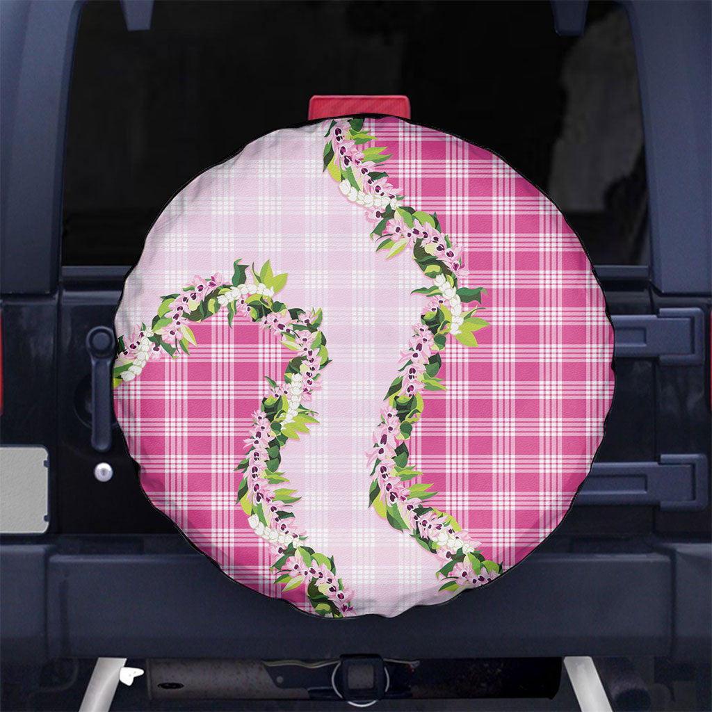 Pink Hawaii Palaka Spare Tire Cover Maile Pikake Honohono Orchid Lei LT05 No hole Pink - Polynesian Pride