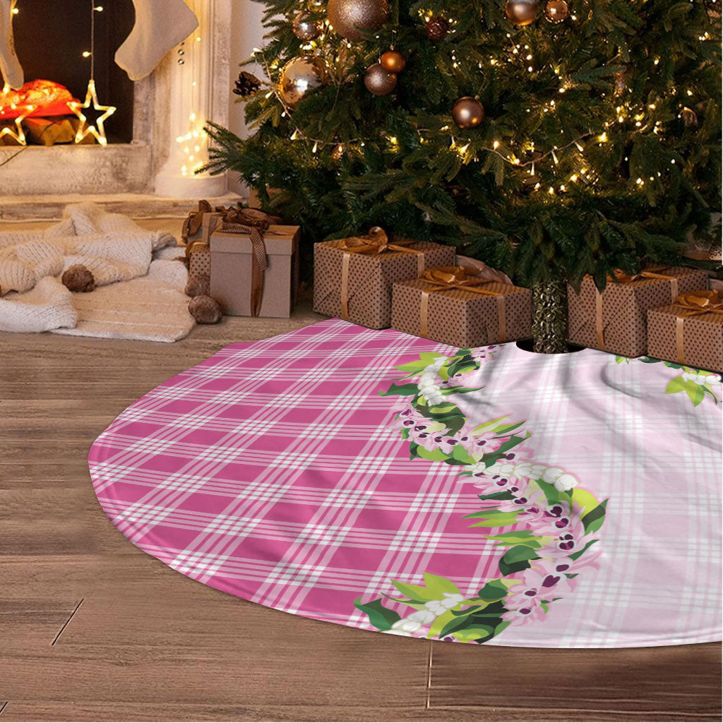 Pink Hawaii Palaka Tree Skirt Maile Pikake Honohono Orchid Lei LT05 - Polynesian Pride
