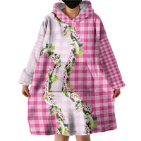 Pink Hawaii Palaka Wearable Blanket Hoodie Maile Pikake Honohono Orchid Lei LT05 - Polynesian Pride