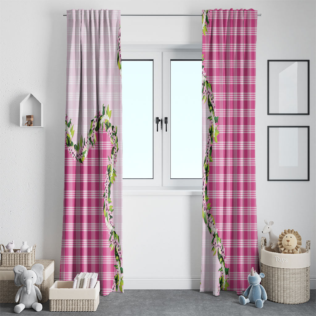 Pink Hawaii Palaka Window Curtain Maile Pikake Honohono Orchid Lei