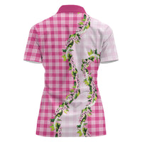 Pink Hawaii Palaka Women Polo Shirt Maile Pikake Honohono Orchid Lei LT05 - Polynesian Pride
