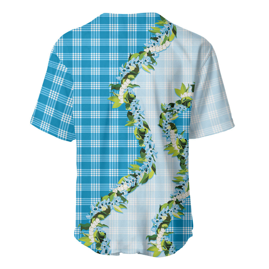 Blue Hawaii Palaka Baseball Jersey Maile Pikake Honohono Orchid Lei LT05 - Polynesian Pride
