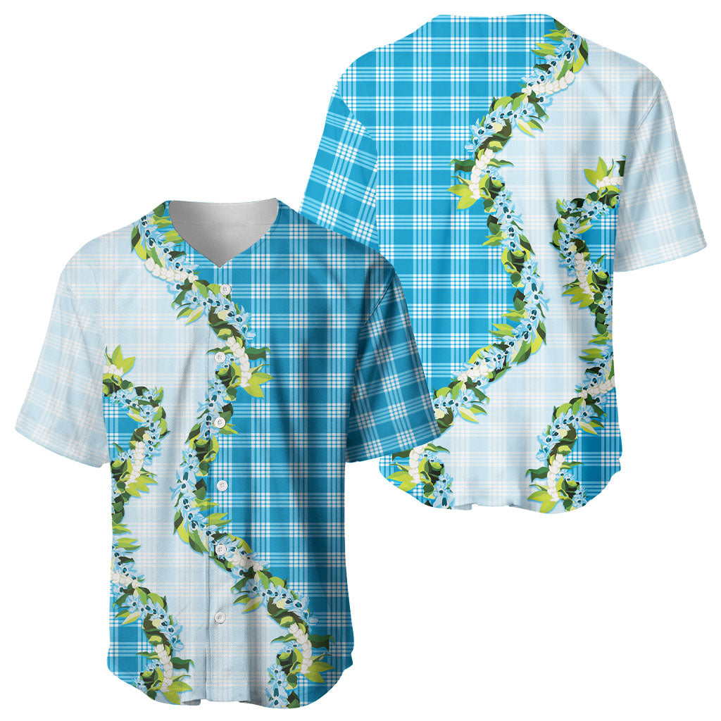 Blue Hawaii Palaka Baseball Jersey Maile Pikake Honohono Orchid Lei LT05 - Polynesian Pride