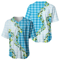 Blue Hawaii Palaka Baseball Jersey Maile Pikake Honohono Orchid Lei LT05 - Polynesian Pride