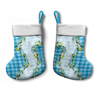 Blue Hawaii Palaka Christmas Stocking Maile Pikake Honohono Orchid Lei LT05 - Polynesian Pride