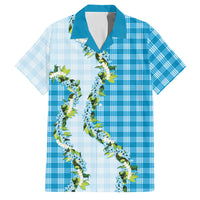 Blue Hawaii Palaka Family Matching Long Sleeve Bodycon Dress and Hawaiian Shirt Maile Pikake Honohono Orchid Lei LT05 Dad's Shirt - Short Sleeve Blue - Polynesian Pride