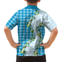 Blue Hawaii Palaka Family Matching Mermaid Dress and Hawaiian Shirt Maile Pikake Honohono Orchid Lei LT05 - Polynesian Pride