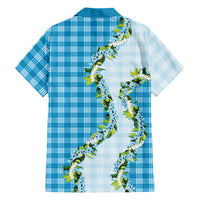Blue Hawaii Palaka Family Matching Puletasi and Hawaiian Shirt Maile Pikake Honohono Orchid Lei LT05 - Polynesian Pride