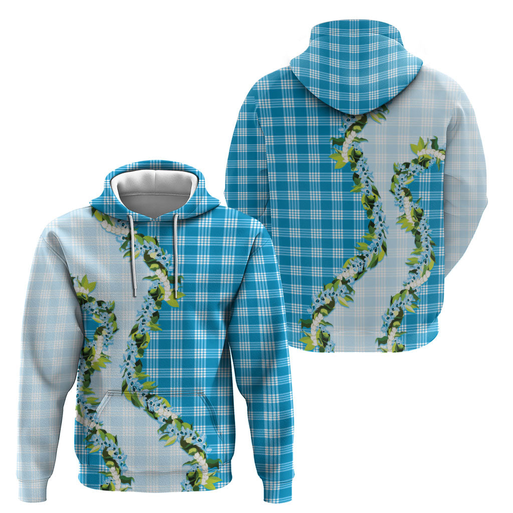 Blue Hawaii Palaka Hoodie Maile Pikake Honohono Orchid Lei