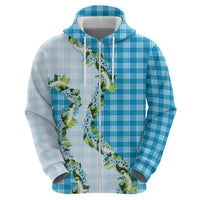 Blue Hawaii Palaka Hoodie Maile Pikake Honohono Orchid Lei