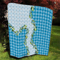 Blue Hawaii Palaka Quilt Maile Pikake Honohono Orchid Lei