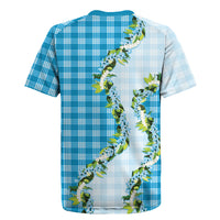 Blue Hawaii Palaka Rugby Jersey Maile Pikake Honohono Orchid Lei LT05 - Polynesian Pride