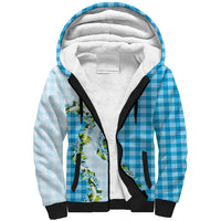 Blue Hawaii Palaka Sherpa Hoodie Maile Pikake Honohono Orchid Lei LT05 Unisex Blue - Polynesian Pride
