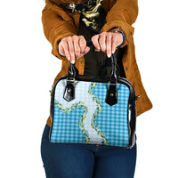 Blue Hawaii Palaka Shoulder Handbag Maile Pikake Honohono Orchid Lei