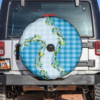 Blue Hawaii Palaka Spare Tire Cover Maile Pikake Honohono Orchid Lei