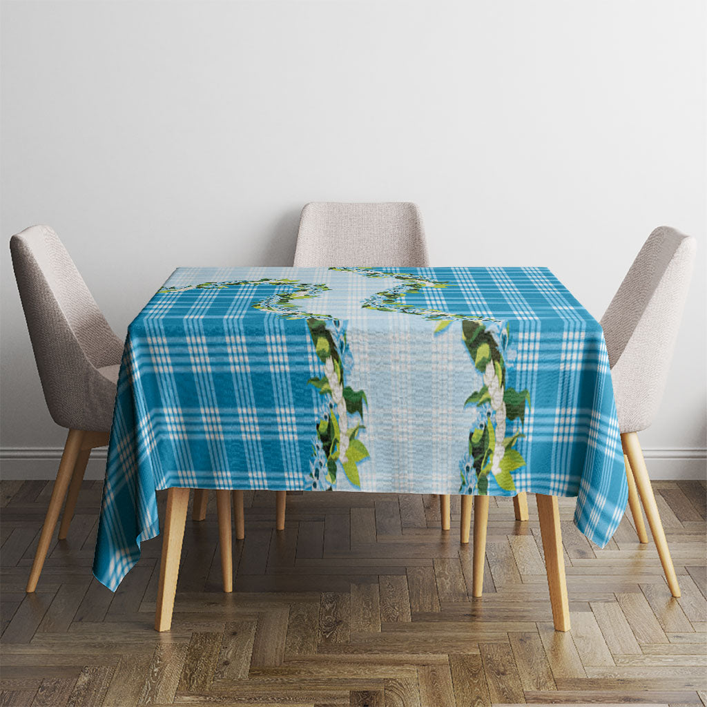 Blue Hawaii Palaka Tablecloth Maile Pikake Honohono Orchid Lei LT05 - Polynesian Pride