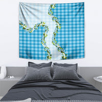 Blue Hawaii Palaka Tapestry Maile Pikake Honohono Orchid Lei