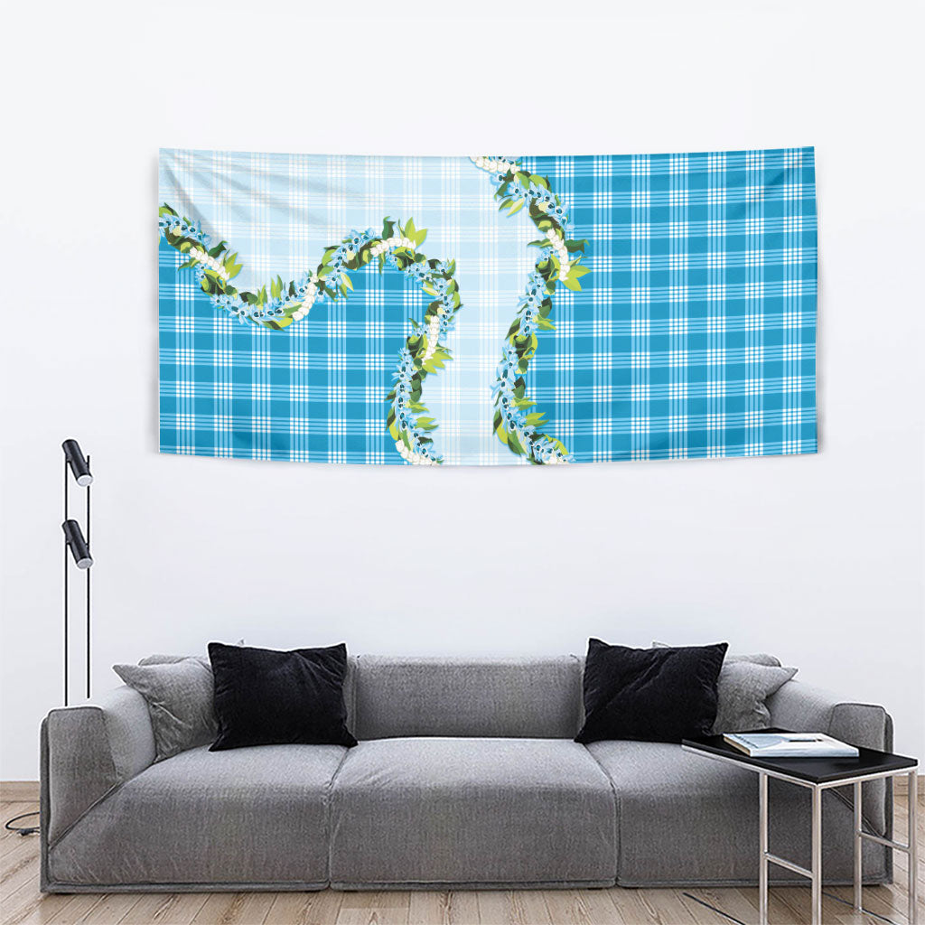 Blue Hawaii Palaka Tapestry Maile Pikake Honohono Orchid Lei