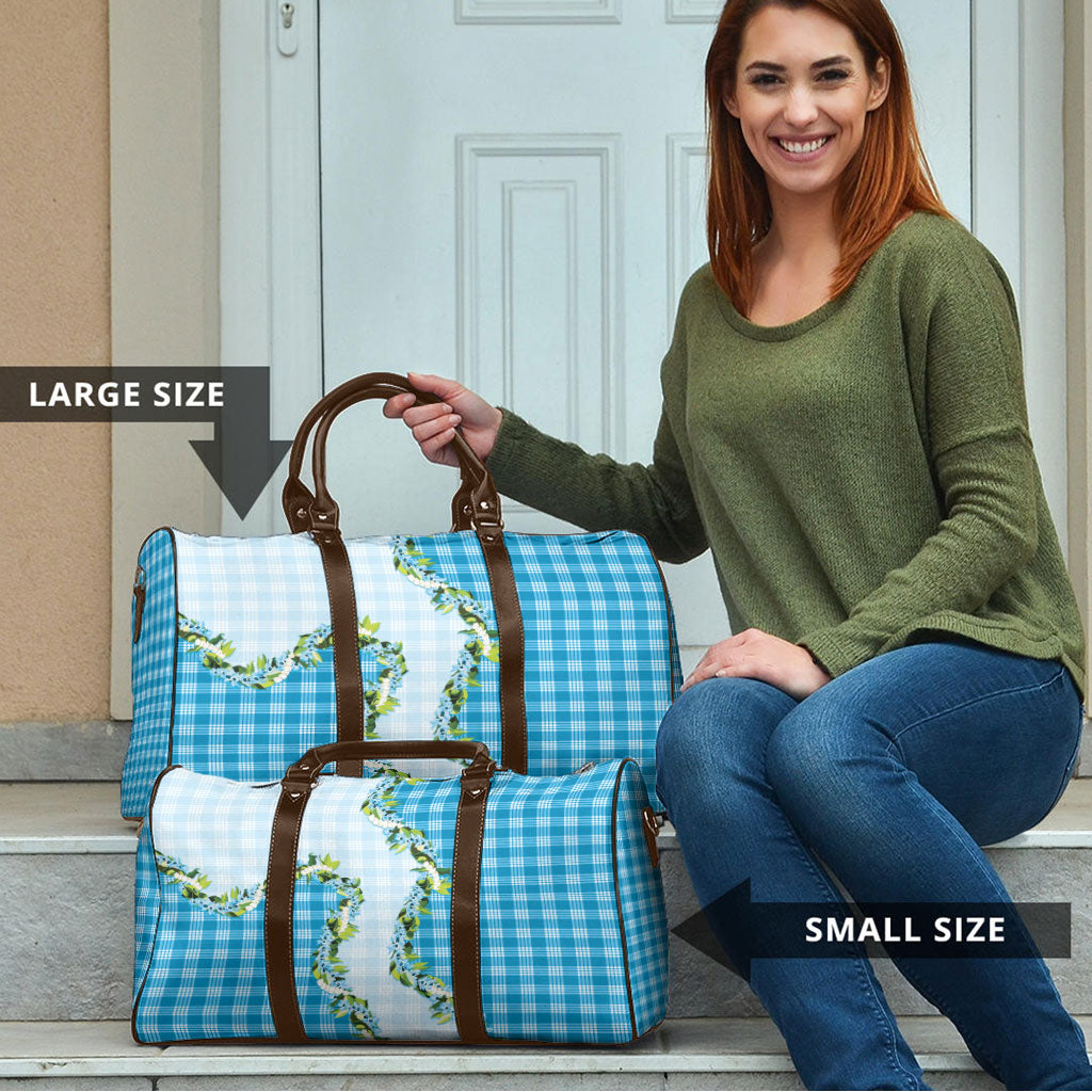 Blue Hawaii Palaka Travel Bag Maile Pikake Honohono Orchid Lei