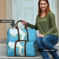 Blue Hawaii Palaka Travel Bag Maile Pikake Honohono Orchid Lei