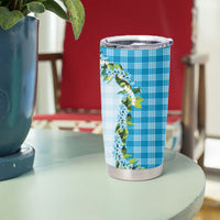 Blue Hawaii Palaka Tumbler Cup Maile Pikake Honohono Orchid Lei
