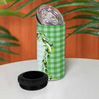 Green Hawaii Palaka 4 in 1 Can Cooler Tumbler Maile Pikake Honohono Orchid Lei LT05 - Polynesian Pride