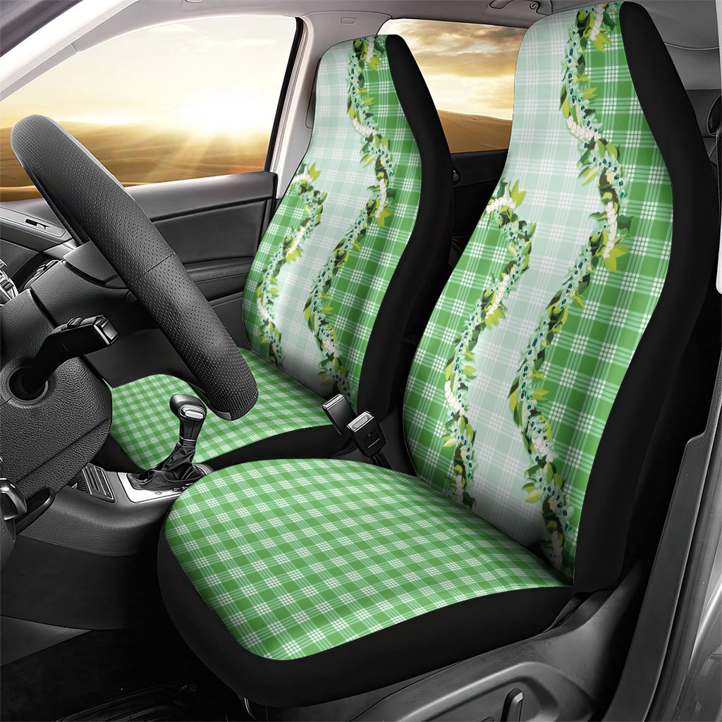Green Hawaii Palaka Car Seat Cover Maile Pikake Honohono Orchid Lei LT05 - Polynesian Pride