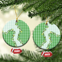 Green Hawaii Palaka Ceramic Ornament Maile Pikake Honohono Orchid Lei LT05 Circle Green - Polynesian Pride