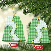 Green Hawaii Palaka Ceramic Ornament Maile Pikake Honohono Orchid Lei LT05 Bell Flake Green - Polynesian Pride