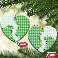 Green Hawaii Palaka Ceramic Ornament Maile Pikake Honohono Orchid Lei LT05 Heart Green - Polynesian Pride