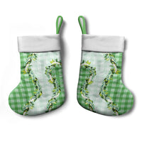 Green Hawaii Palaka Christmas Stocking Maile Pikake Honohono Orchid Lei LT05 - Polynesian Pride