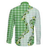 Green Hawaii Palaka Family Matching Off Shoulder Maxi Dress and Hawaiian Shirt Maile Pikake Honohono Orchid Lei LT05 - Polynesian Pride