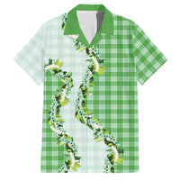 Green Hawaii Palaka Family Matching Puletasi and Hawaiian Shirt Maile Pikake Honohono Orchid Lei LT05 Dad's Shirt - Short Sleeve Green - Polynesian Pride