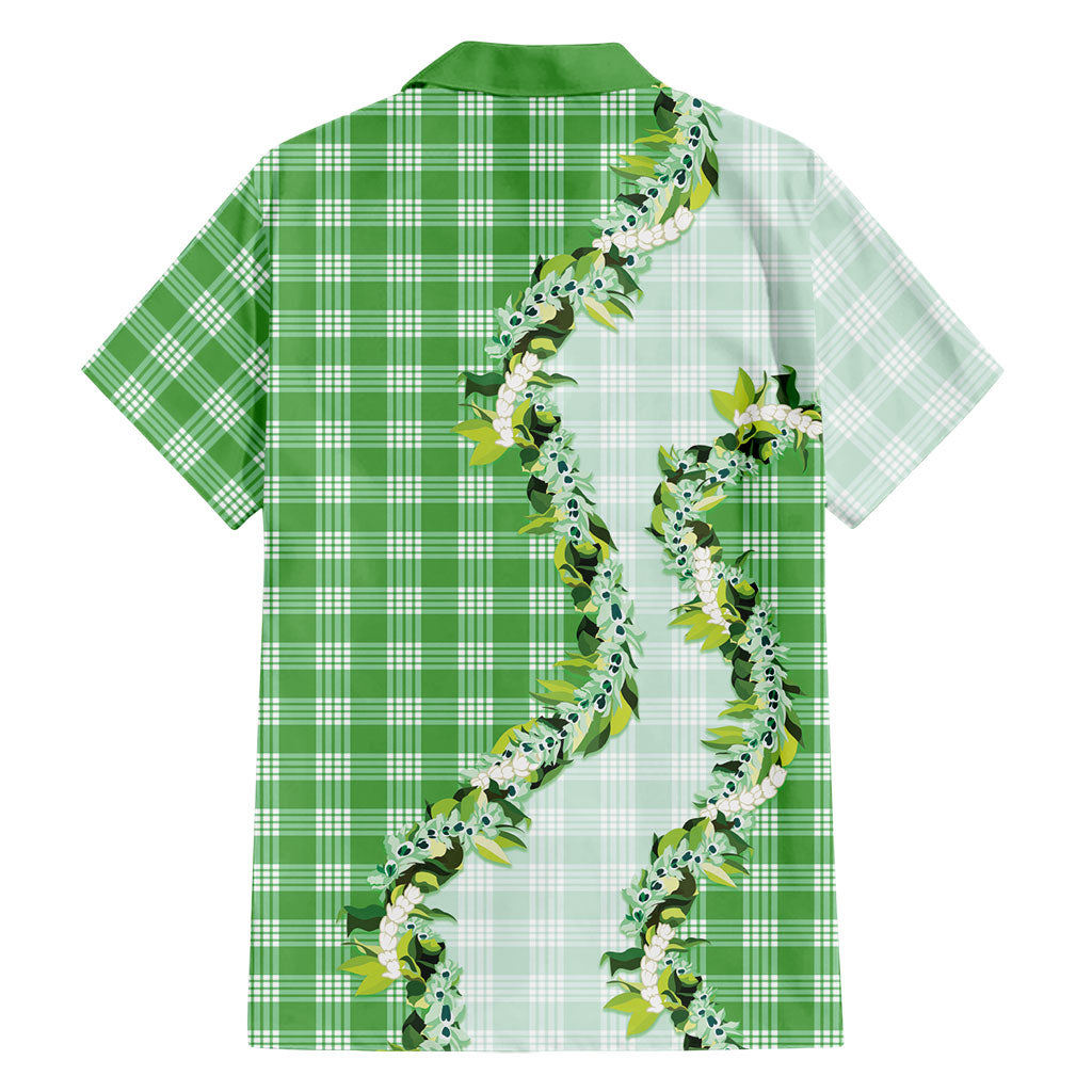 Green Hawaii Palaka Family Matching Puletasi and Hawaiian Shirt Maile Pikake Honohono Orchid Lei LT05 - Polynesian Pride