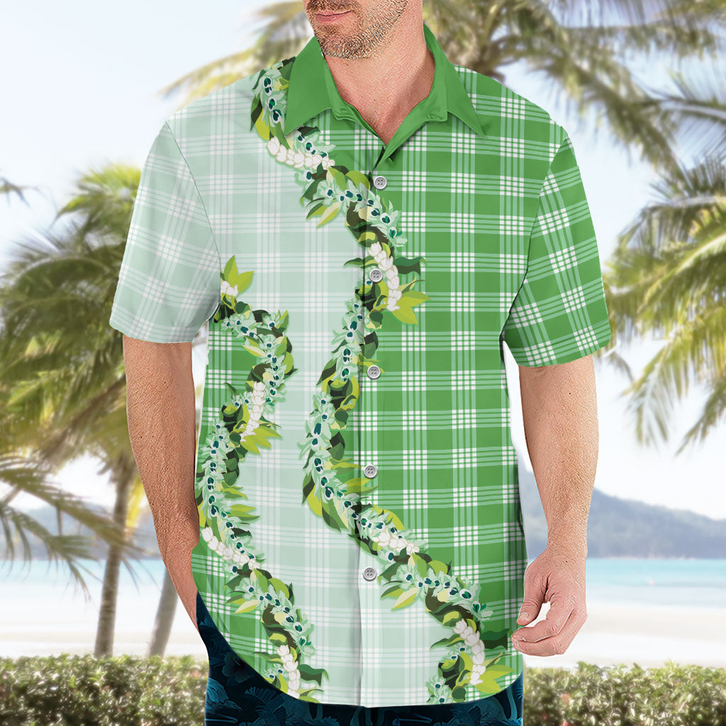 Green Hawaii Palaka Hawaiian Shirt Maile Pikake Honohono Orchid Lei LT05 - Polynesian Pride