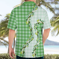 Green Hawaii Palaka Hawaiian Shirt Maile Pikake Honohono Orchid Lei LT05 - Polynesian Pride
