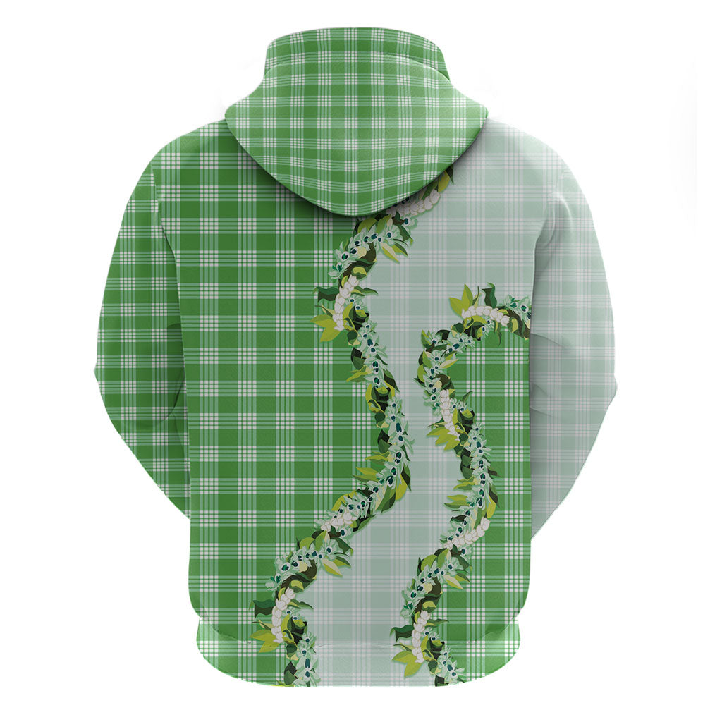 Green Hawaii Palaka Hoodie Maile Pikake Honohono Orchid Lei
