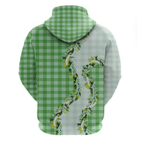 Green Hawaii Palaka Hoodie Maile Pikake Honohono Orchid Lei