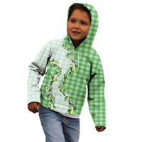 Green Hawaii Palaka Kid Hoodie Maile Pikake Honohono Orchid Lei LT05 - Polynesian Pride