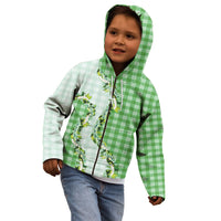 Green Hawaii Palaka Kid Hoodie Maile Pikake Honohono Orchid Lei LT05 - Polynesian Pride