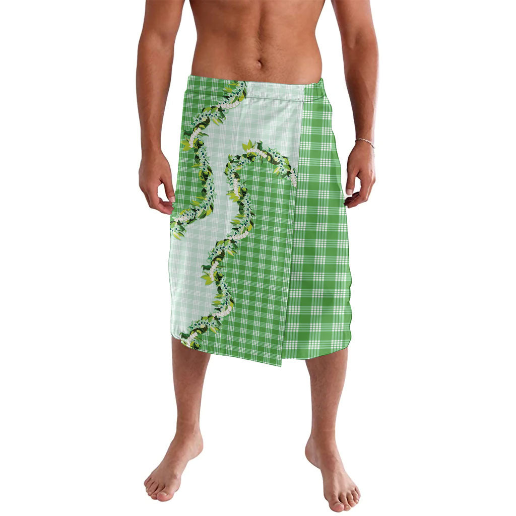 Green Hawaii Palaka Lavalava Maile Pikake Honohono Orchid Lei LT05 Green - Polynesian Pride