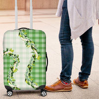 Green Hawaii Palaka Luggage Cover Maile Pikake Honohono Orchid Lei LT05 Green - Polynesian Pride