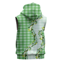 Green Hawaii Palaka Sleeveless Hoodie Maile Pikake Honohono Orchid Lei LT05 - Polynesian Pride