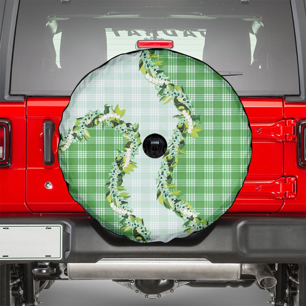 Green Hawaii Palaka Spare Tire Cover Maile Pikake Honohono Orchid Lei LT05 - Polynesian Pride